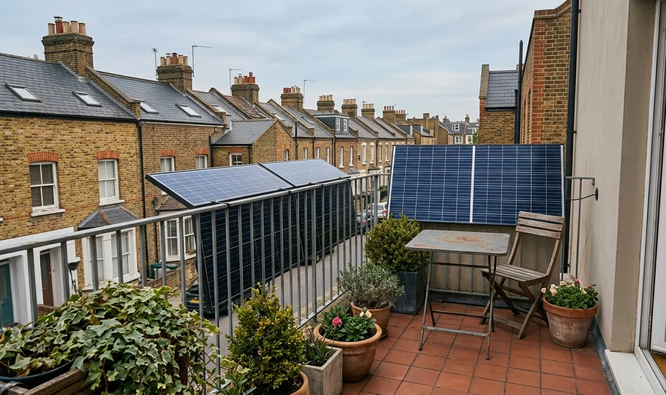 800 W plug-in solar system on a London balcony