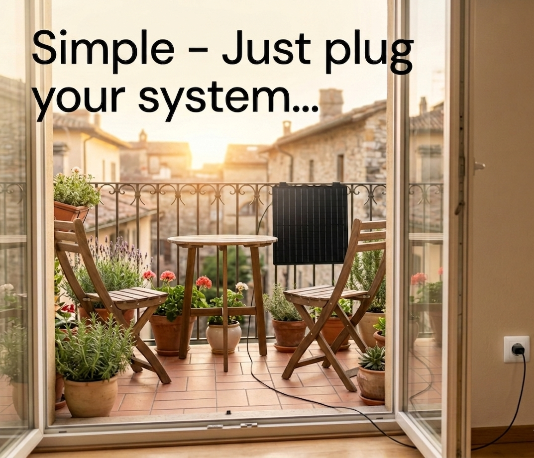 Plug-in solar system connected easily at home